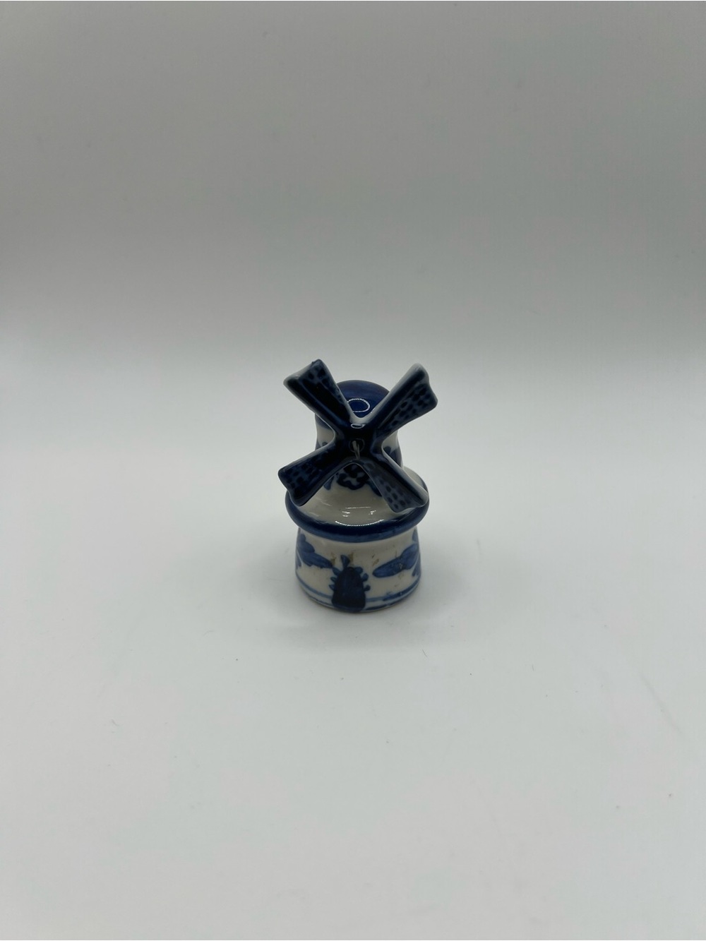 Blue & White Ceramic Windmill Decorative Accent